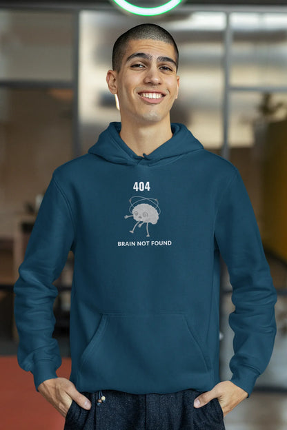 404 Brain Not Found Men Hoodie Navy Blue