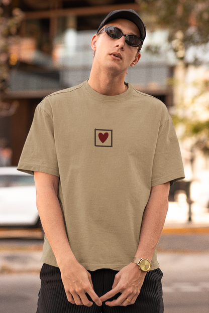 Sole Heart Men Oversized T-Shirt Beige