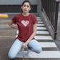 Tetris Heart Women T-Shirt Maroon