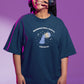 The Aquarius Vision Women Oversized T-Shirt Steel Blue
