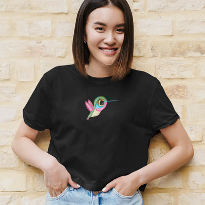 Wings of Color Design Crop Top Black