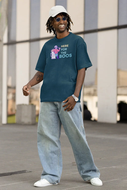 Here For The BOOS Men Oversized T-Shirt Steel Blue