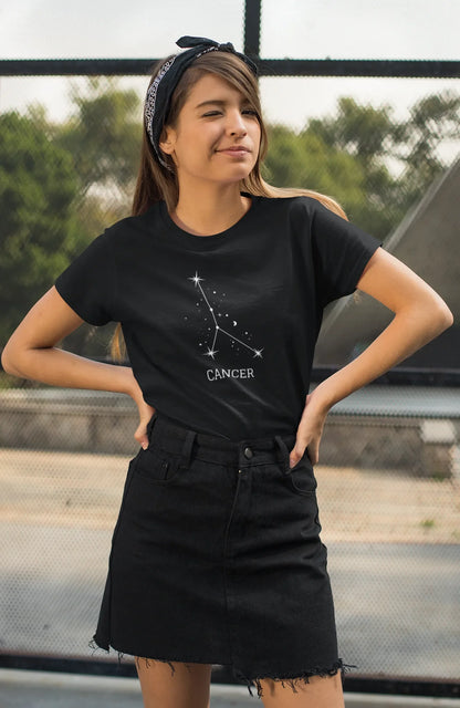 Constellation Cancer Women T-Shirt Black