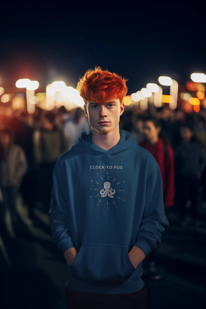 Clocktopus Chrono Comedy Men Hoodie Navy Blue