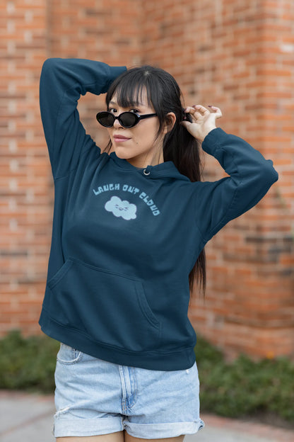 Laugh Out Cloud Women Hoodie Navy Blue