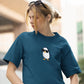 Chill Penguin Women Oversized T-Shirt Steel Blue