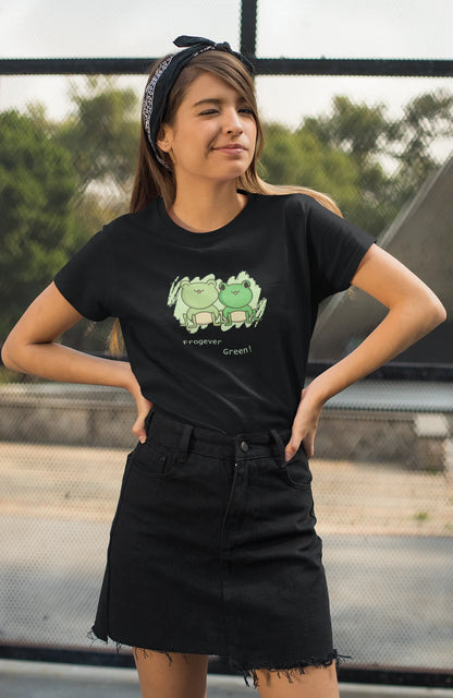 Frogever Green Women T-Shirt Black