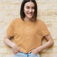 Gemini Moons Crop Top Mustard Yellow