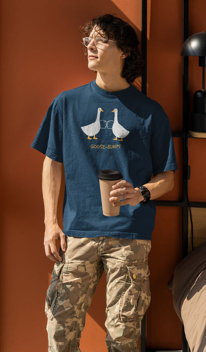 Goose-bumps Men Oversized T-Shirt Steel Blue