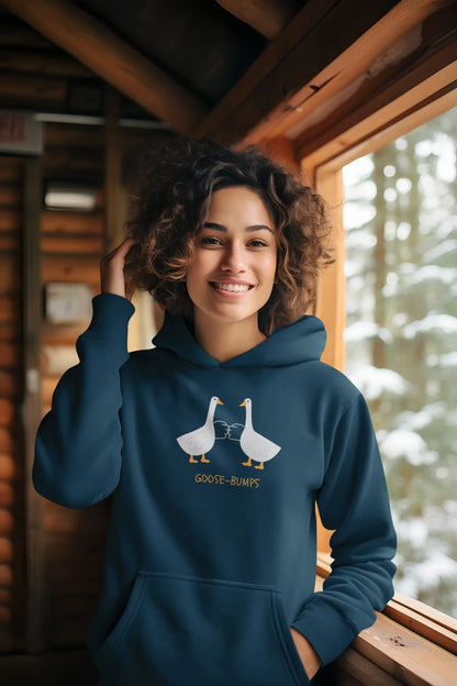 Goose-bumps Women Hoodie Navy Blue