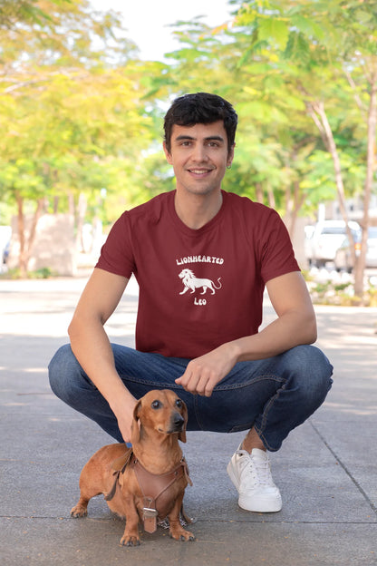 Lion Hearted Leo Men's T-Shirt Maroon
