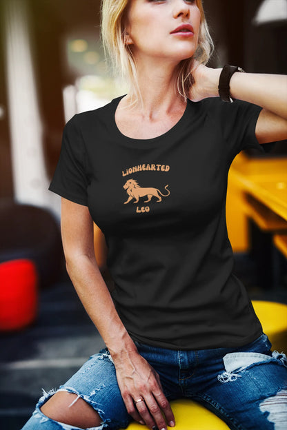 Lion Hearted Leo Women T-Shirt Black