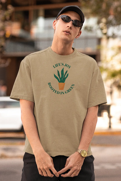 Life's Joy Rooted in Green Men Oversized T-Shirt Lavender