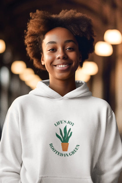 Life's Joy Rooted in Green Women Hoodie White