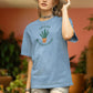 Life's Joy Rooted in Green Women Oversized T-Shirt Steel Blue