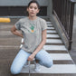 Life's Joy Rooted in Green Women T-Shirt Grey