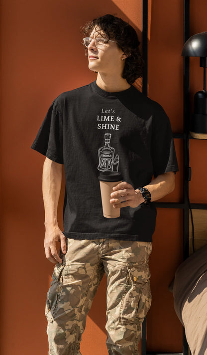 Lime 'n Shine Men Oversized T-Shirt Navy Blue