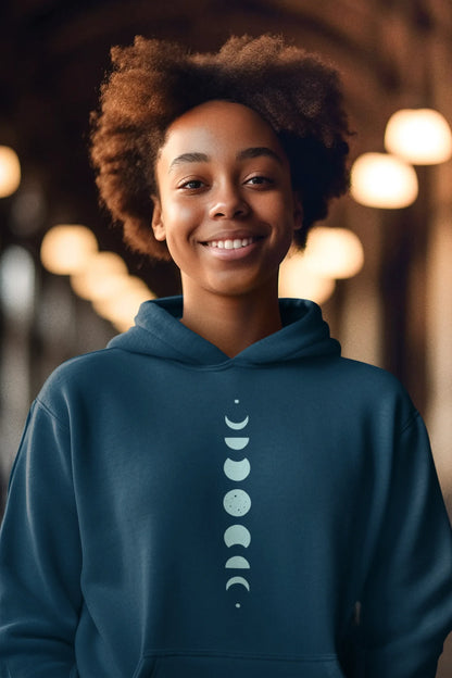 Lunar Cascade Women Hoodie Navy Blue