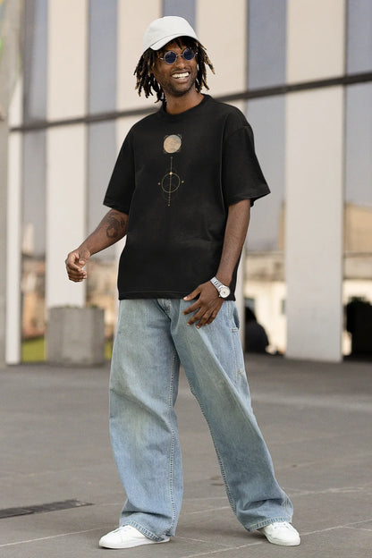 Celestial Harmony Men Oversized T-Shirt Black