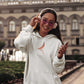Lunar Elegance Women Hoodie White