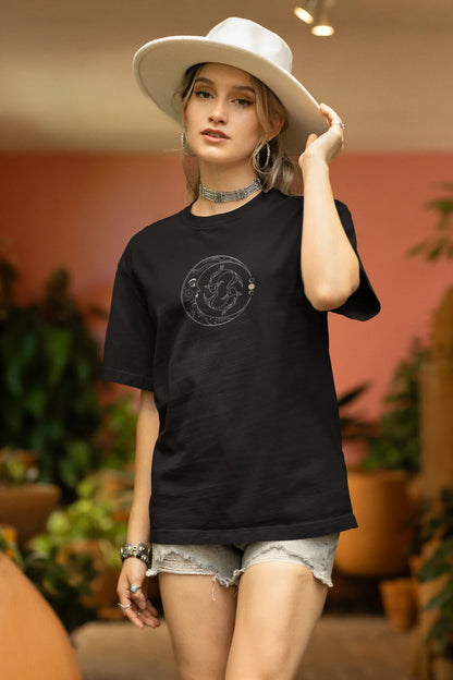 Pisces Dreamscape Women Oversized T-Shirt Navy Blue