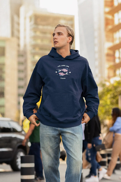 Pisces Serenity Men Hoodie Navy Blue