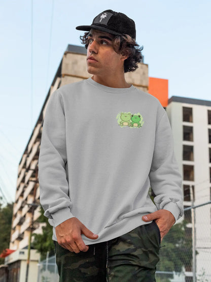 Pocket Froggy Friends Men Sweatshirt Grey