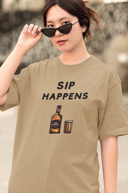 Sip Happens Women Oversized T-Shirt