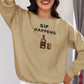 Sip Happens Women Sweatshirt Beige