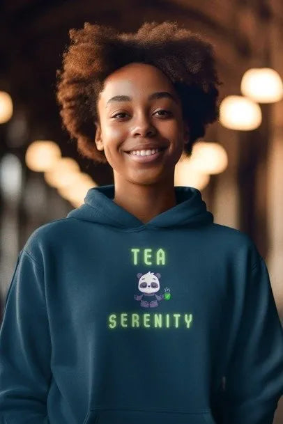 Tea Serenity Women Hoodie Navy Blue